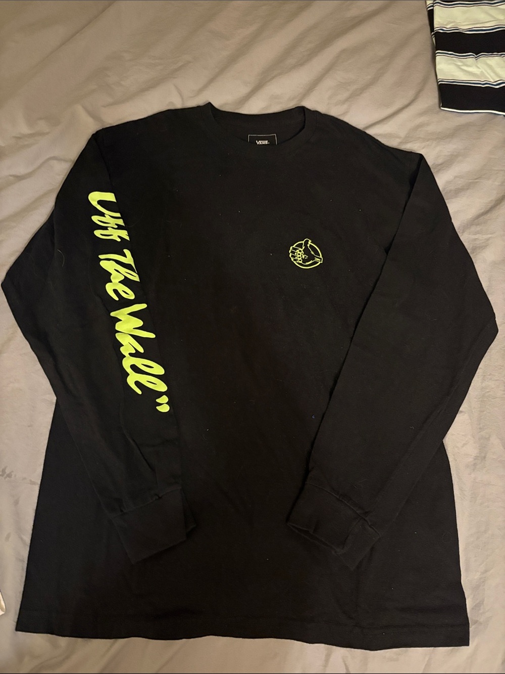 New Vans Long Sleeve Tee with Black Checker Logo and Red Sleeve Accents
